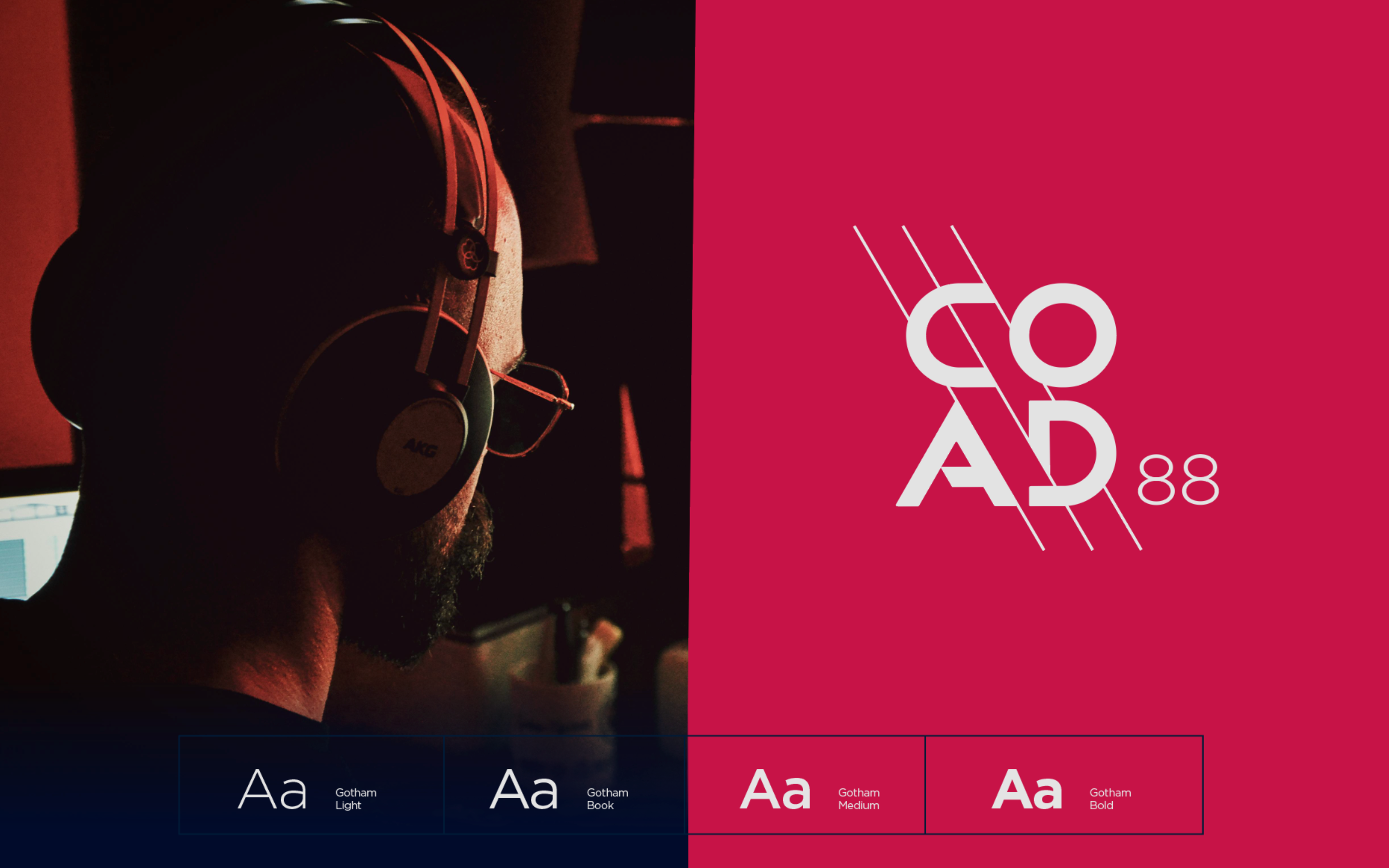 COAD88 identity applied to a brand image and typography system