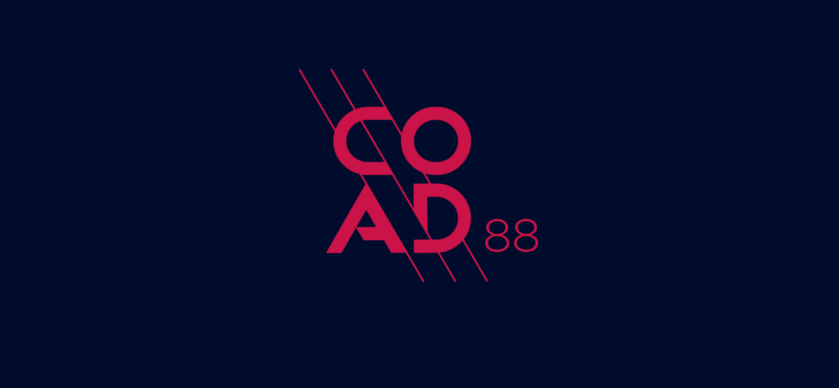 COAD88 logo in red against a navy background