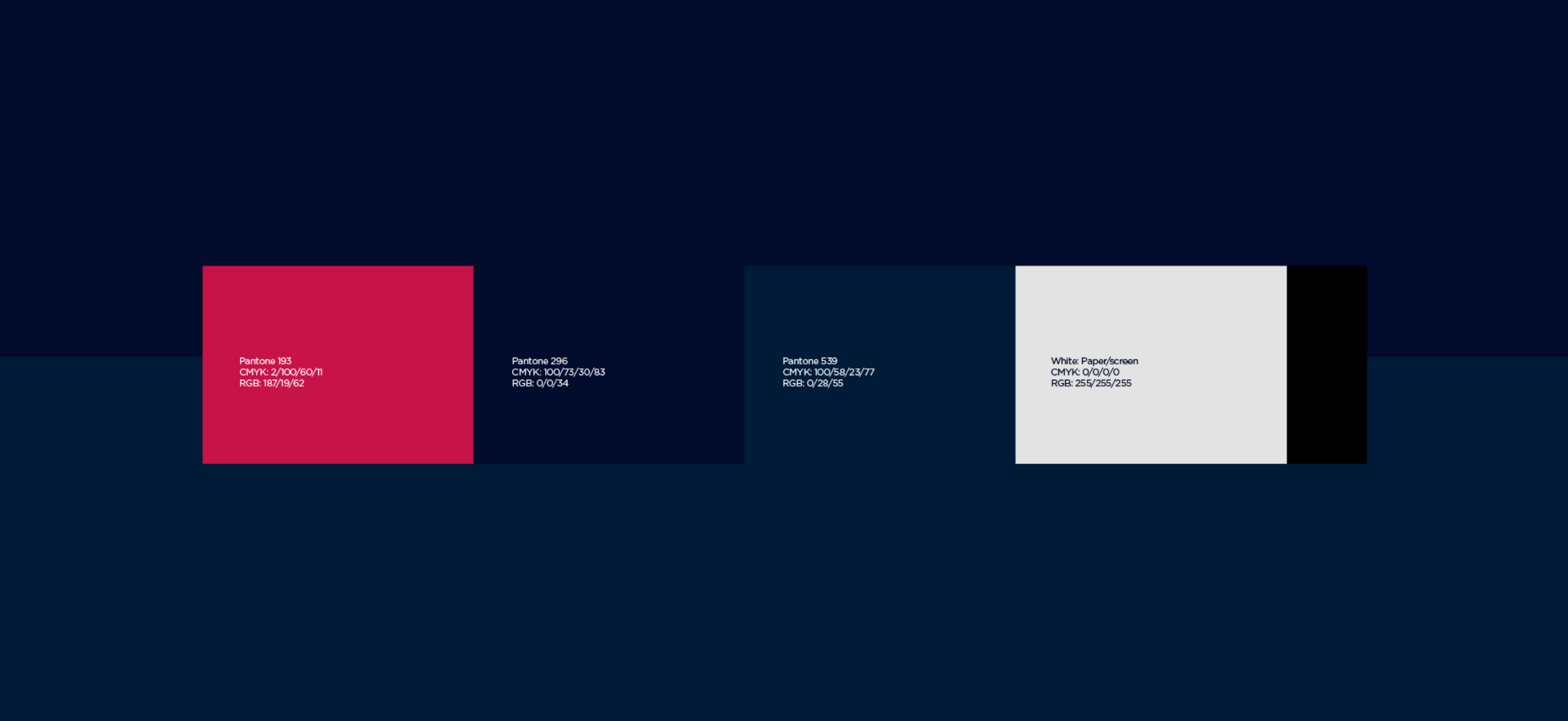 COAD88 brand colour palette with Pantone, CMYK and RGB values